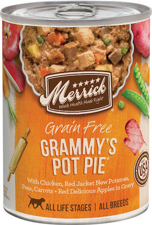 This image has an empty alt attribute; its file name is Merrick-Grain-Free-Grammys-Pot-Pie-Wet-Dog-Food.jpg
